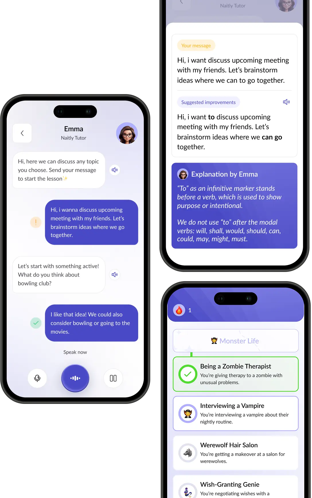 Mobile app screenshots