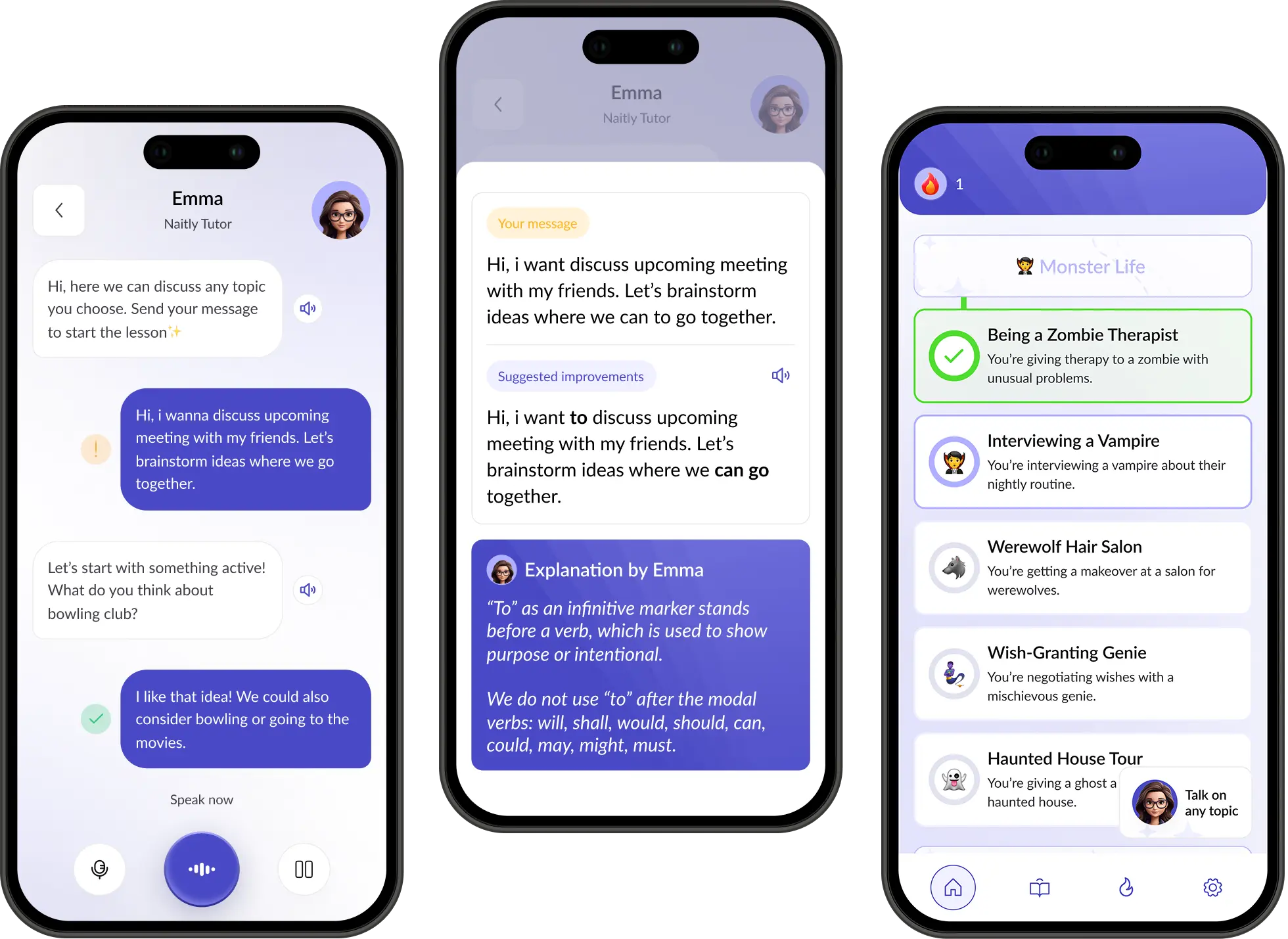 Screenshots from mobile app