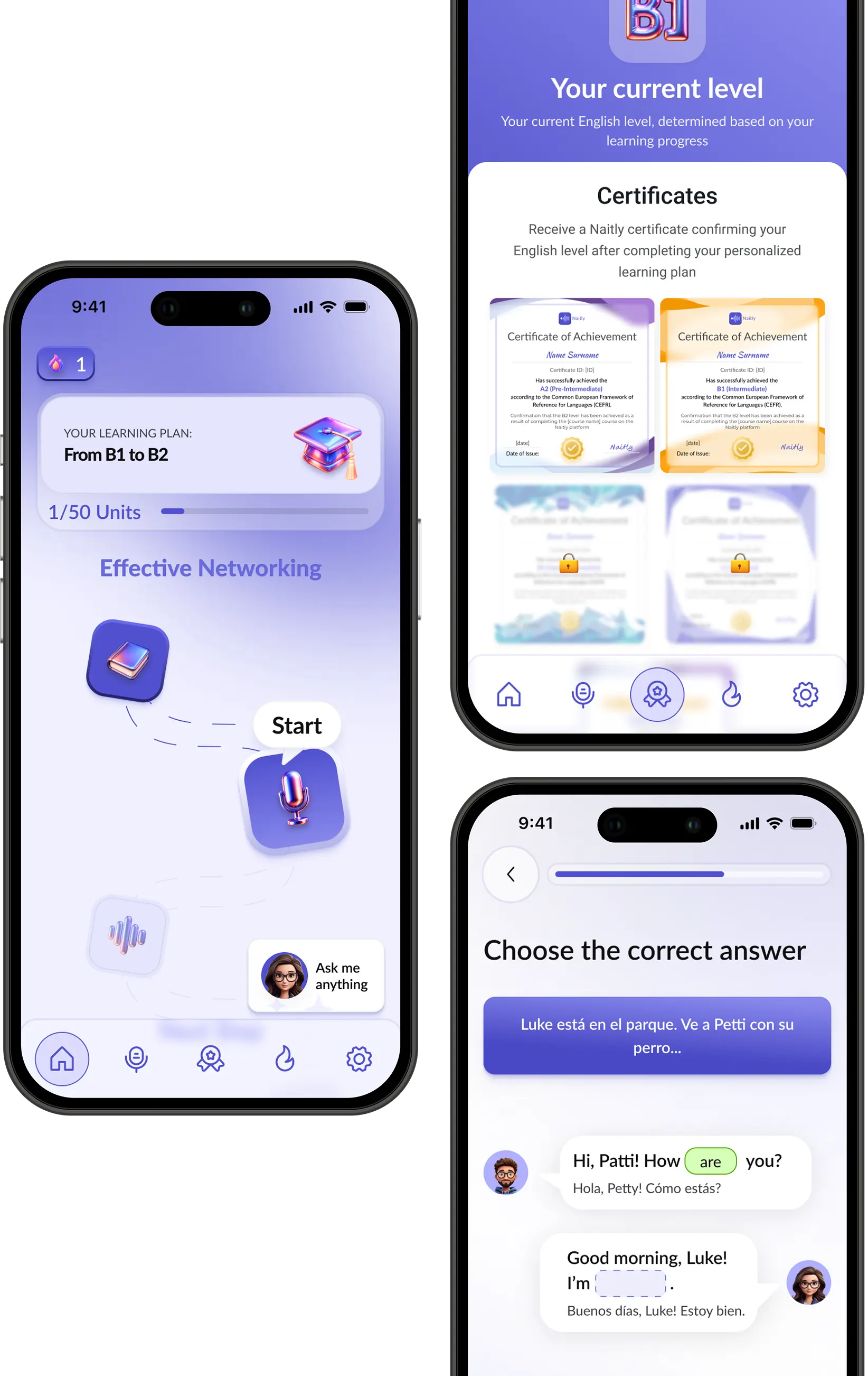 Mobile app screenshots